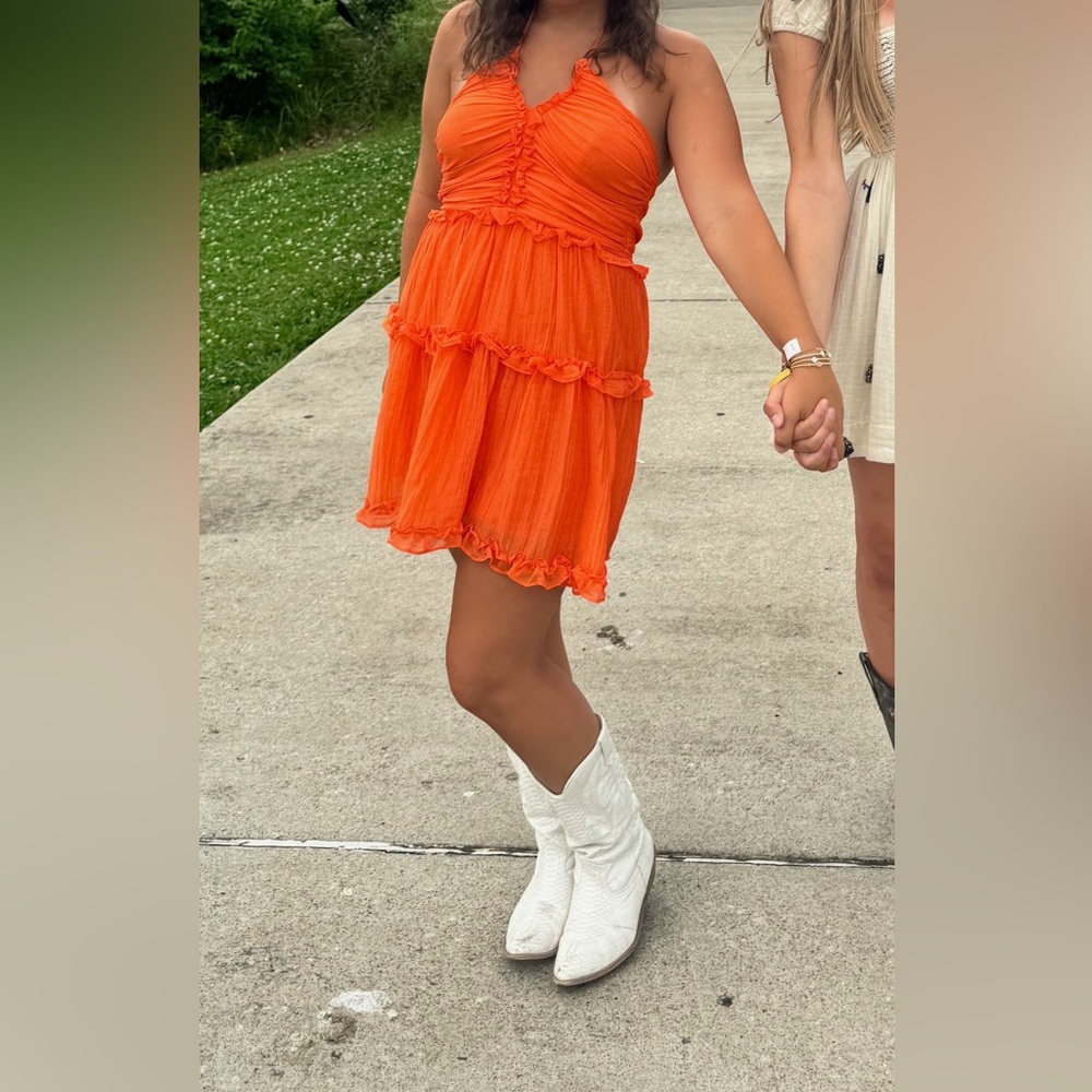 Vibrant Orange Halter festival western Dress University of Tennessee size Medium - Picture 6 of 6